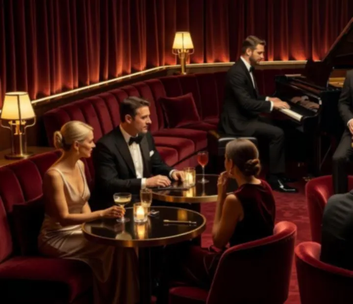 Élő jazz zenészek lépnek fel egy luxus étterem bárjában