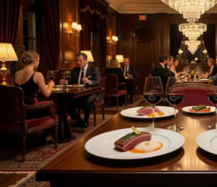 Fine dining tálalás gyertyafényes luxus éttermi környezetben